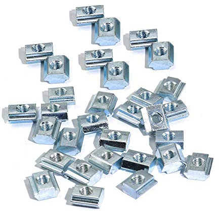 100pcs 20 Serie T Dado Scorrevole Martello Blocco Dado Dadi Quadri Dadi M3 T per Profili in Alluminio 2020 Slot T 6mm (m3)