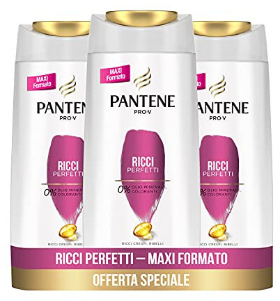 Pantene Pro-V Perfekte Locken, Shampoo, Conditioner und Behandlung 3 in 300 ml für krauses Haar und Rebellen. Anreichert das Haar mit Nährstoffen. Ohne Mineralöl. Active Nutri-Plex