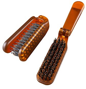 Generic 2, Wildschweinborsten, pilabel, Haarbürste, Reise, tragbar, kompakt, Bernsteinfarben, 1