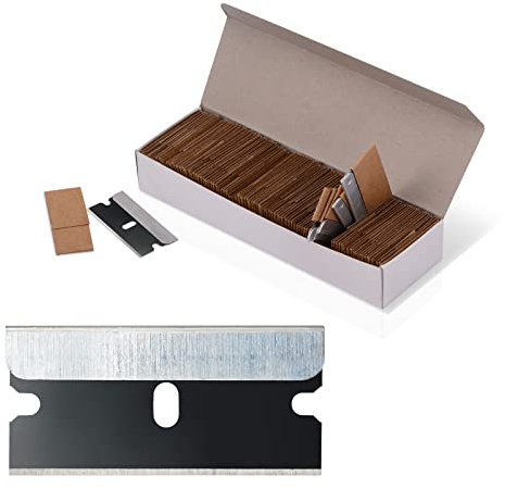 EHDIS 100 Piezas Cuchillas de Raspador Vitroceramica de Acero al Carbono, de un Solo Filo Hojas para Rasqueta, Quitar Pintura y Las Etiquetas, 1.5inch