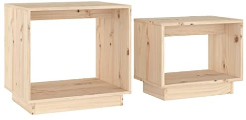 vidaXL Satztisch 2-TLG. Beistelltisch Couchtisch Kaffeetisch Sofatisch Teetisch Tisch Wohnzimmertisch Nachttisch Holztisch Massivholz Kiefer
