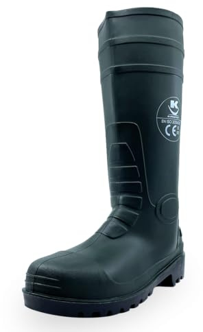 KELI FRANCE Bottes de Sécurité S5 SRC, Coque de Protection Acier, Semelle P.V.C et nitrile, Anti-perforation & Anti-dérapante, Caoutchouc vert, Modèle Hulk (numeric_38)