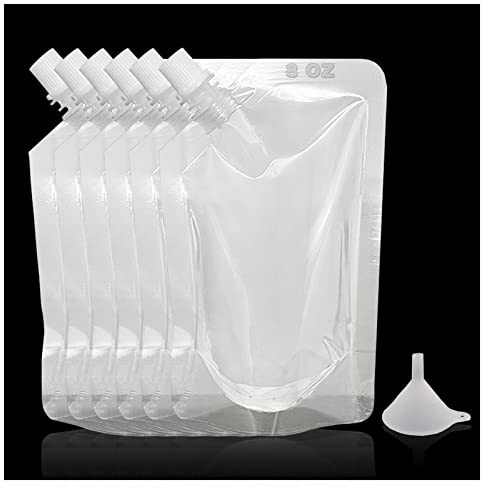 6PCS Drink Pouches for Festivals, Drinks/Juice Flasks, Reusable & Concealable Plastic Flasks for Sneak to go Flask, with Funnel