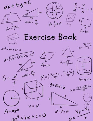 Exercise Book: Light Lilac Grid Paper Notebook 5x5 (5 squares per inch), 8.5x11 (approx. A4 format size), 100 pages, with Common Formulas, for School, ... such as Maths, Sciences, and Technology
