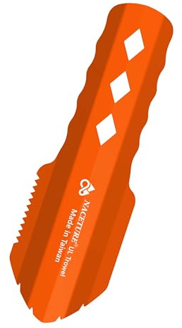 Ultralight Backpacking Trowel Aluminum Shovel Small Potty Multitool with Longer Handle Design Essential for Hiking, Camping and Survival Bags (Orange 1 Pack)