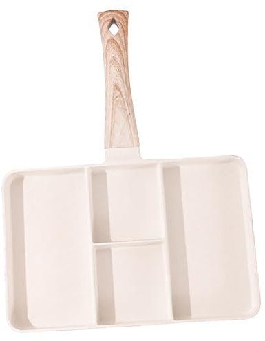Padella divisa in 4 pezzi, con rivestimento antiaderente in pietra Maifan, padelle in lega di alluminio, padella divisa, bistecchiera quadrata con (WHITE)