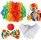 Clown Kostüm, 4 Stück Clown Kostüm Accessoire, Clown Perücke, Clownsnase, Bunte Krawatte, Handschuhe, Fasching Karneval Kostüme für Kinder Frauen Männer Karneval Cosplay Zirkus Party Requisiten