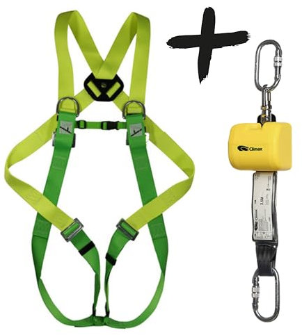 Climax Set de Protection contre les Chutes Harnais 27C – Harnais de sécurité avec dispositif anti-chute automatique de 2,5m