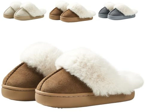 Fadezar Girls Boys Slippers kids Plush Warm Fluffy Slippers Memory Foam Fleece Slip-on House Shoes Indoor Outdoor Brown 2/3 UK (230mm)