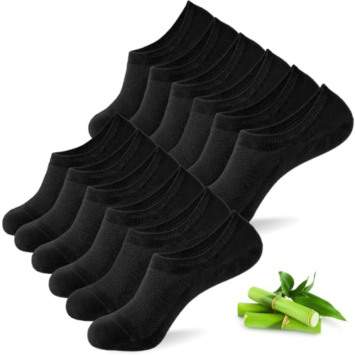 inaWarm Lot de 6 paires de chaussettes de sport en bambou pour femme 39-42 35-38 - Respirantes - Invisibles - Avec silicone antidérapant