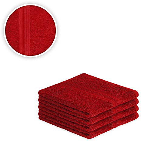 EXKLUSIV HEIMTEXTIL Handtuch Spar Set Baumwolle 500 g/m² Rot 4 x Handtuch 50 x 100 cm