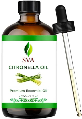 SVA Citronella Essential Oil, Glass Bottle with Dropper, 4 Fl Oz (118 ml)
