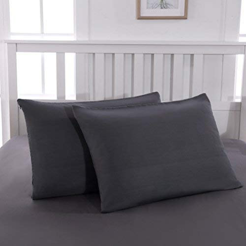 QZY 2er Pack Kissenbezug 50x75cm Hochwertig & Qualitäts Kissenhülle mit Reißverschluss 100% Microfaser Dunkelgrau