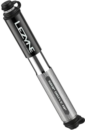 LEZYNE Grip Drive HP Bike Hand Pump | Compact Durable Aluminum High-Pressure 120 PSI Mini Bicycle Pump with ABS Flex Hose, Presta & Schrader Compatible, Frame Mount Included, Silver, Small