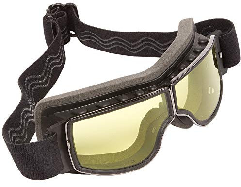 PiWear® Nevada YT Retro Motorrad Oldtimer Brille Überbrille für Brillenträger gelb getönt gepolstert Anti-Beschlag