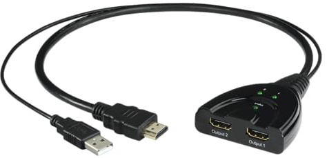 Hama HDMI Verteiler 2 Fach (Splitter HDMI mit USB Aschluss, 4K)