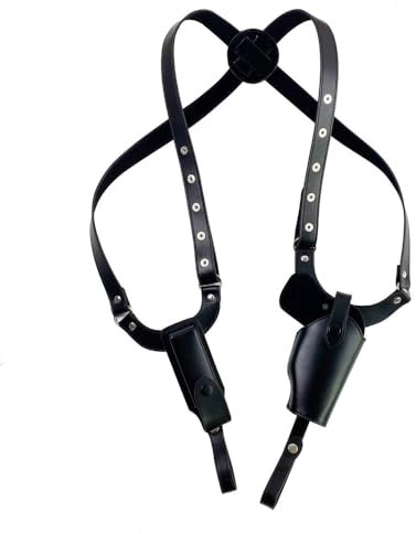 Schulterholster Vertikal, Einstellbar PU Leder Pistolenholster, Hidden Underarm Shoulder Holster mit Magazintaschen für 1911 92 96 G45,43
