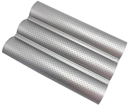 Plats à Four Poêle de pain perforé antiadhésif perforé cuisson cuisson cuisson cuisson grille-pain grille-pain plateau en acier d'argent (Color : Sliver 3 loaf)