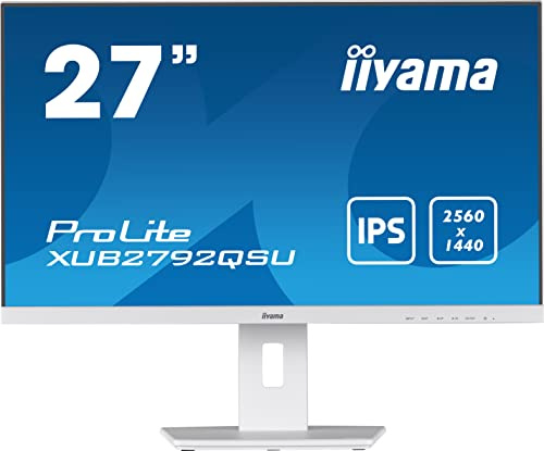 iiyama Prolite XUB2792QSU-W5 68,5cm 27 IPS LED-Monitor WQHD DVI HDMI DP USB3.0 Ultra-Slim-Line FreeSync Höhenverstellung Pivot weiß