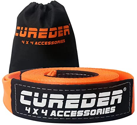 Cureder Sangle de remorquage – Sangle de récupération de 7,6 cm x 9,1 m, testée en Laboratoire, résistance à la Rupture de 15,9 kg, adaptée pour Les véhicules Tout-Terrain d'urgence et Les camions,
