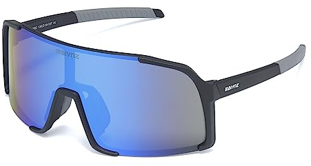 maivnz Baseball Sunglasses for Men Women - UV400 Protection Outdoor Sports Glasses for Cycling, Running, Golf, Softball (Black Frame Blue Revo)