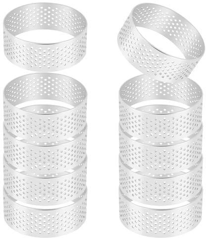 Happysnow 10 anillos de acero inoxidable de 5 cm para tarta, anillo de mousse para tartas perforado, herramienta de donut para hornear