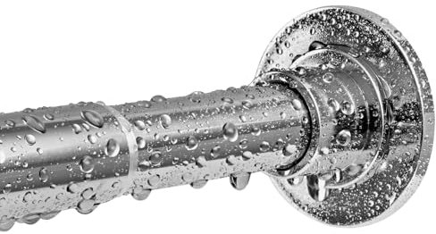 Duschvorhangstange Edelstahl Kein Bohren & Rost Verstellbar Silber Teleskopstange Duschstange Ausziehbar für Badezimmer, Kleiderschrank, Fenster oder Türen(74-138cm)