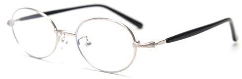 LIGOES Kleine ovale Gläser Rahmen Metall Brillen für Büro Dame Retro Leopard Literary Style Eyewears (silver black frame)