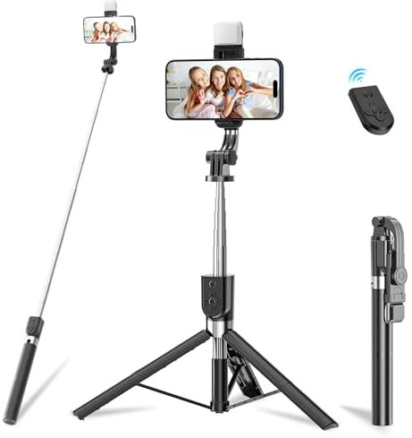 Singhere Selfie Stick Stativ mit Fülllicht, 180 cm Ausziehbares Handy Stativ mit Abnehmbarer Fernbedienung, 360° Drehbarer StativStänder für iPhone, Samsung und Android-Smartphones
