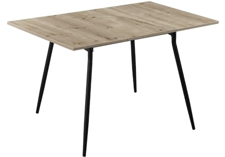 B&D home Esstisch Jonte, ausziehbar 80-120 x 80 cm, 4 Personen Küchentisch Holztisch mit Metallgestell für Esszimmer, Küche, modern Industrial Design, Sandeiche Optik, 11219-80-FS-EISA