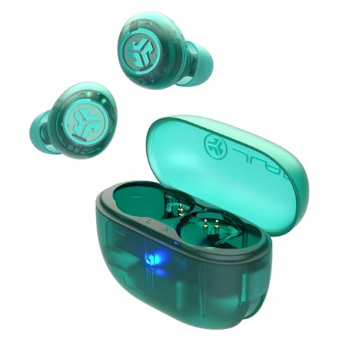 JLab Go Pop ANC True Wireless Earbuds & Charging Case, Transparent Teal, Active Noise Cancelling, 10mm Drivers, Dual Connect, Customize Your Sound with App, Be Aware Mode, MEMS Microphone