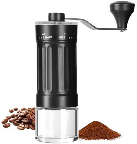 Macinacaffè manuale esterno regolabile, macinacaffè con regolazione ad alta precisione a 40 livelli, meccanismo conico in ceramica, corpo in ABS