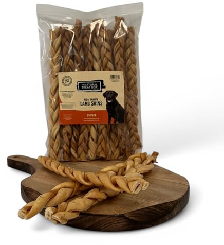 Dog & Field Lamb Braids for Dogs - 25 Pack. 100% Natural Dog Chews, High Protein Chew Treats | Promotes Dental Health | Long-Lasting, Easy to Digest | Grain Free, Hypoallergenic | Lamb Skin Braids