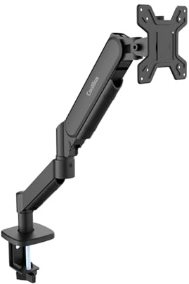 CoolBox M02 - Soporte Brazo Monitor para Pantallas hasta 32, Altura, Giro e Inclinación Ajustables, Posición Monitor Vertical, VESA 75x75/100x100, Hasta 8Kg de Peso, Negro