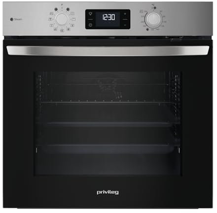 Privileg PBA2S85HU1I - Forno ad aria calda da incasso con 11 funzioni, idrolisi e funzioni di vapore, 71 l/Turn&Go, cottura multi-livello/aria calda/Maxi Cooking/funzione pizza/1 estratto/vetro nero