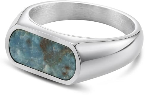 Arkai by Trendhim Anello con sigillo da uomo, in acciaio inox con pietra naturale, design danese, ideale per tutti i giorni e le occasioni, 80mm, Metallo non prezioso, Nessuna pietra preziosa