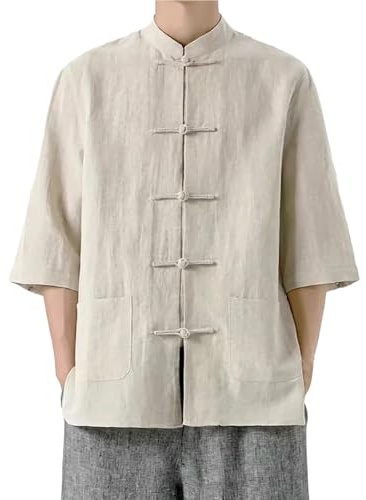 Camisa de algodón y lino para hombre, estilo chino tradicional, chaqueta de manga larga, adecuada para tai chi y ocasiones culturales