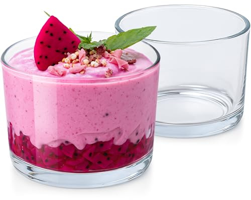 KONZEPT 6er Set Dessertgläser 200 ml – kleine, transparente Glasschalen für Tiramisu, Panna Cotta, Eis, Pudding & Joghurt – ideale Dessertgläser aus Glas