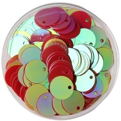Loacea 10 g flexible lose PVC-Pailletten, flache, leichte, runde Kreisverzierungen for Nähen bei Hochzeiten(Laser red,20mm)