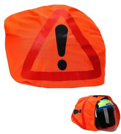ZWWOGE Triángulo de Señalización para Casco de Moto, Funda Reflectante de Advertencia, Seguridad en Accidente, Naranja