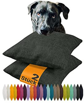 npluseins 2er Pack Kissenhüllen mit Struktur-Muster - Polsteroptik 617.767, 1 Pack (2 Stück) - Kissenhüllen 50 x 50 cm, anthrazit