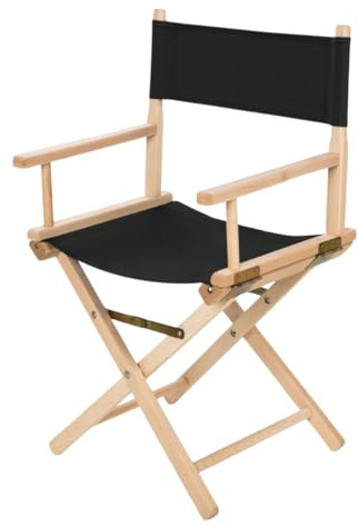 Silla de director plegable de madera de haya – Silla de director con respaldo y funda negra, ergonómica y ahorra espacio, silla de madera de hasta 120 kg, para balcón, jardín, camping, interior y