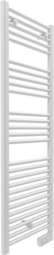 Cortina Scaldasalviette Elettrico, Termoarredo Bagno a 33 Barre con Termostato Analogico, Kit Fissaggio e Liquido Termoconvettore Precaricato, Bianco, 1000W, 170 x 55 Cm