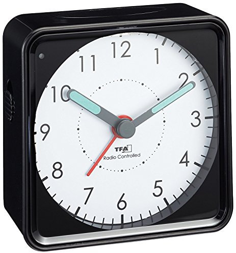 TFA Dostmann 60.1510 Picco analoger Funk-Wecker (schwarz mit Batterie)