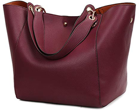 Pahajim Bolso Bandolera Mujer Grande PU Piel Tote Bag Bolsos Shopper Bolso de Mano para Compras, Fiesta, Viajes, Trabajo(Fucsia)