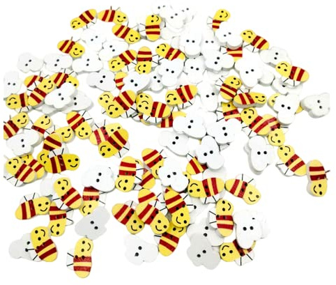 Norinoya 50PCS Bee Buttons Sewing DIY Craft Wooden Buttons for Sewing Knitting DIY Kids Painting Children Handmade Ornament(19 * 12 * 4 mm)
