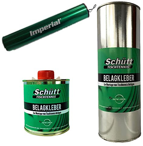 Kombiangebot Schütt Belagkleber 250ml Pinseldose und 1000ml Nachfülldose | Imperial Balltube Ballaufbewahrung Andruckrolle | Tischtennis | TT-Spezial