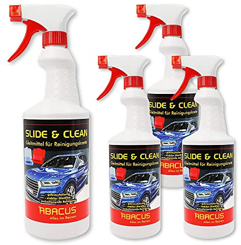 ABACUS® Gleitmittel für Reinigungsknete 4X 750 ml (7738.4) Knet-Gleitmittel Clay Bar Auto, Auto Knete, Lack Knete