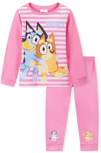 BlueY Mädchen Langes Schlafanzug Pyjama Set - Geschenke für Kinder (Rosa/Weiß, 2-3 Jahre)