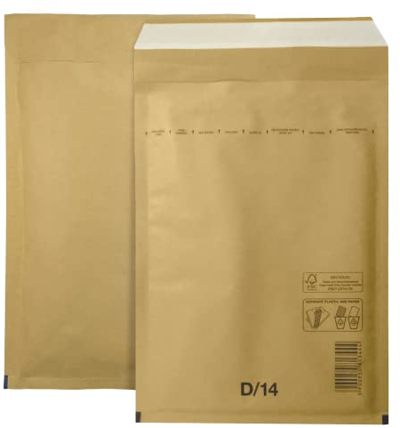 Netuno 50 Buste Spedizione Imbottite Marroni D/14 (200x275 mm) Con Bolle Aria Carta Marrone Per Imballaggio Pluriball Grandi